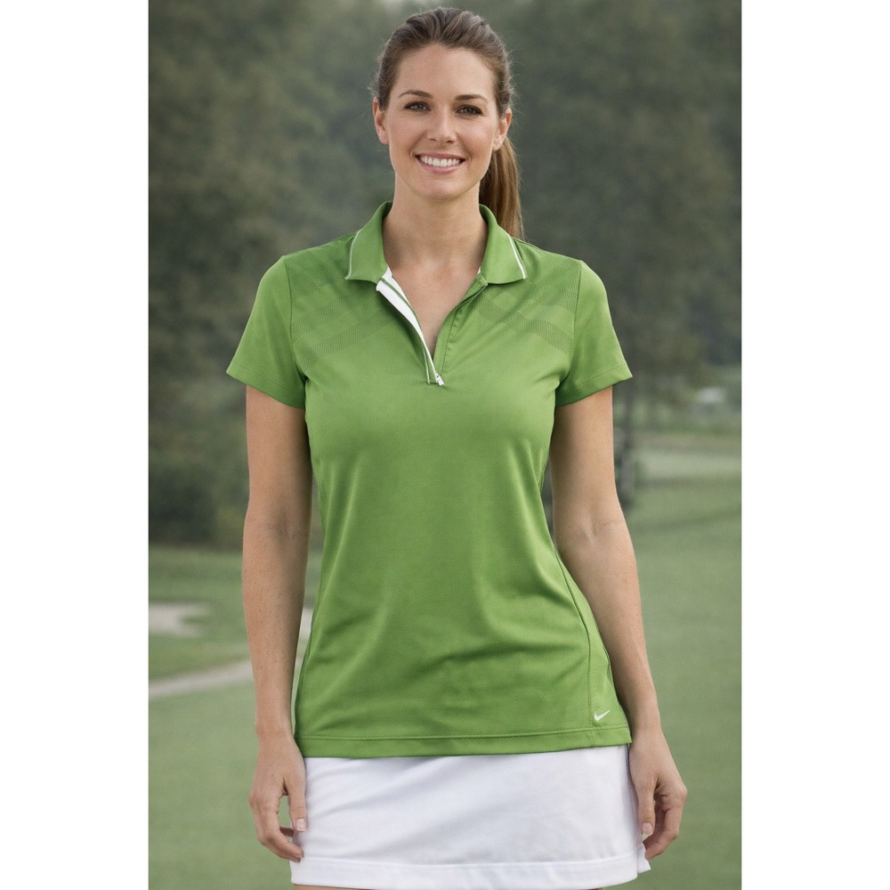 Nike Golf FitDry‎ Women's Polo Shirt Green Medium M Zip Neck Performance Tennis
